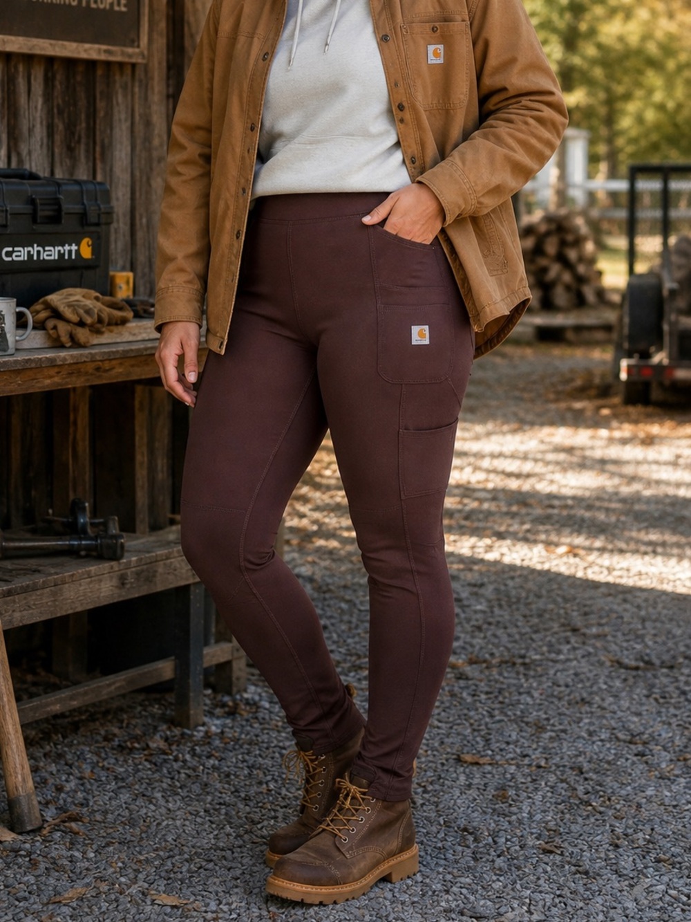Carhartt Force Rugged Flex Utility Leggings XL Chocolate Brown NWT
